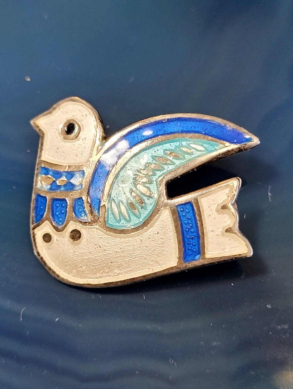 Blue & white 925 Enamel Bird Brooch Brooch